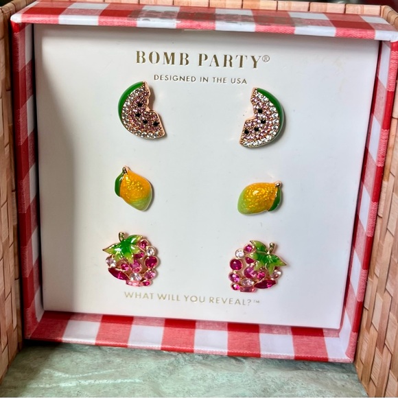 Bomb Party The Watermelon Trio Earrings Set - Picture 1 of 3